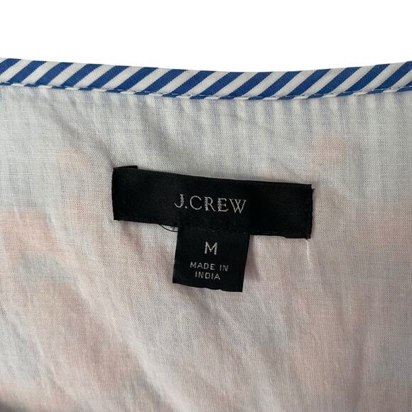 J. Crew Pink Embroidered Popover Blue White Stripe Dress size medium - Picture 6 of 11